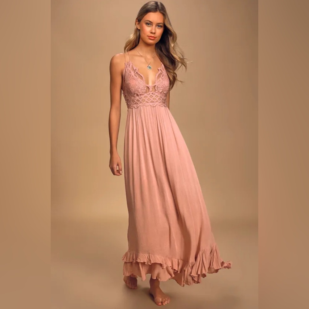 Free People Adella Maxi Slip in Rose